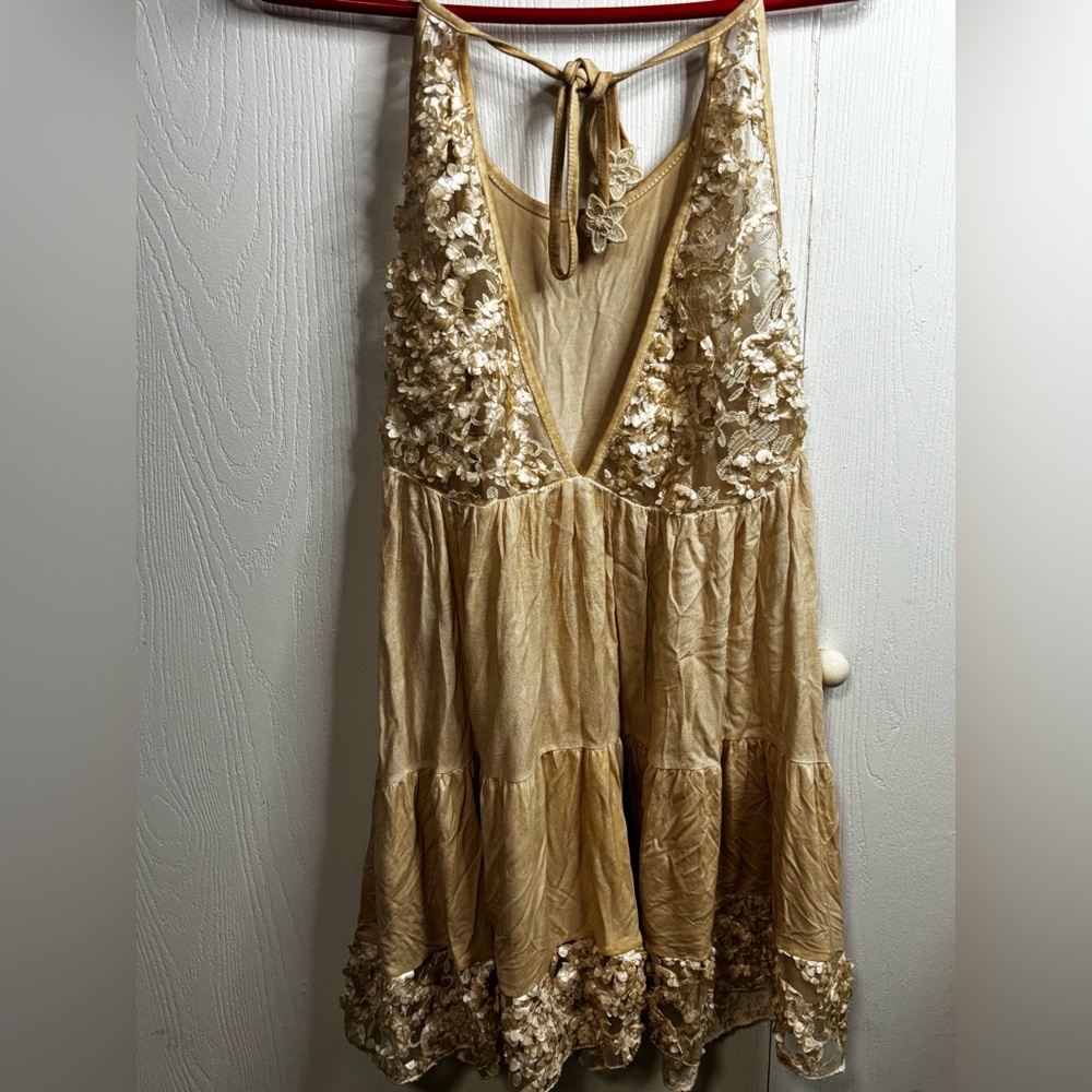 POL Cream Lace Detail Dress